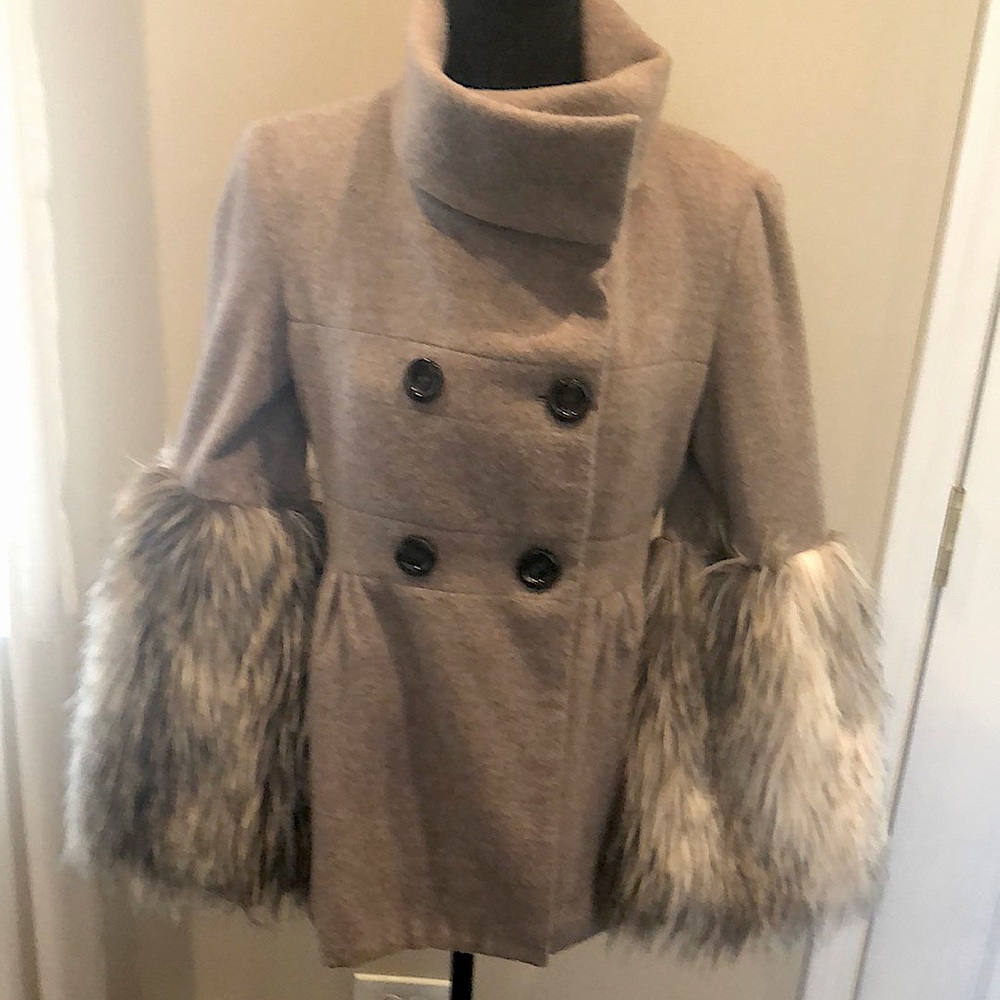 Tan and Faux Fur Winter Coat